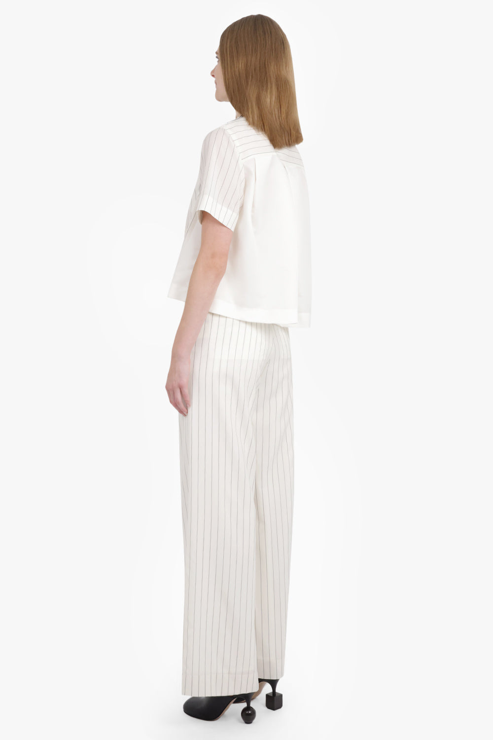 HIGH WAISTED STRAIGHT LEG STRIPE PANT | OFF WHITE/BLACK - 6