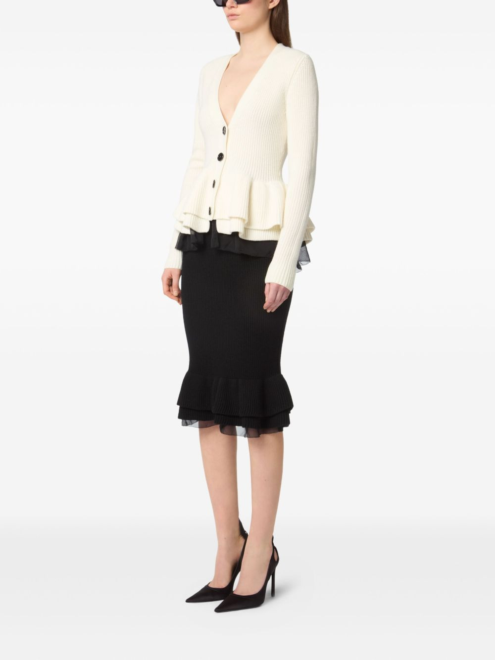ruffled wool cardigan - 3
