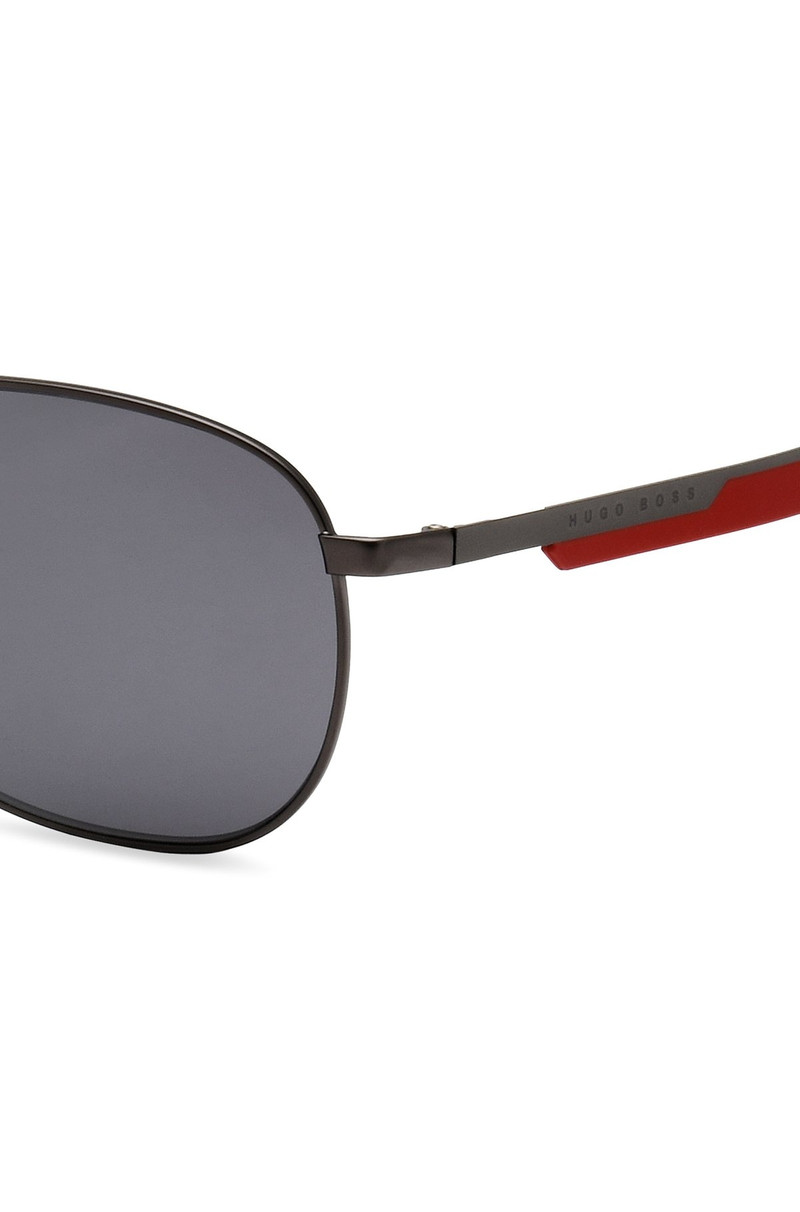 BOSS SPORTY METAL SUNGLASSES WITH MIXED-MATERIAL TEMPLES outlook