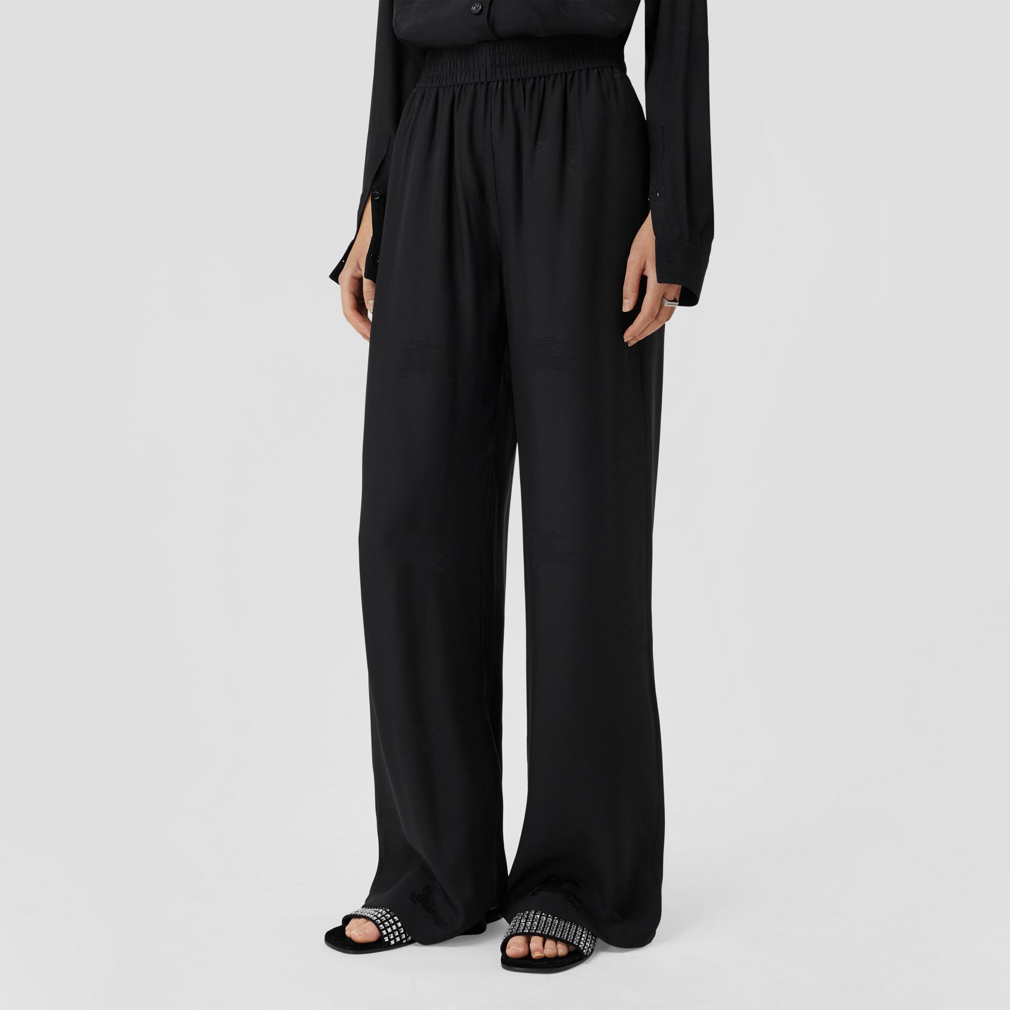 EKD Silk Jacquard Wide-leg Trousers - 5