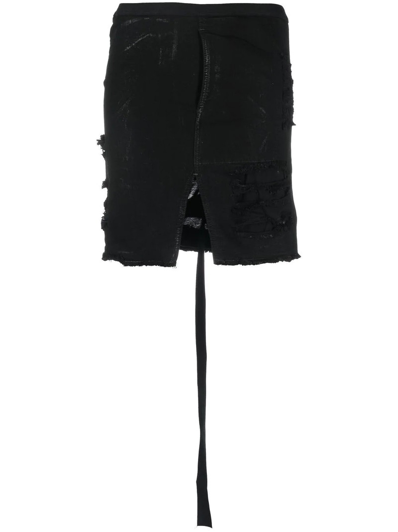 distressed denim mini skirt 1