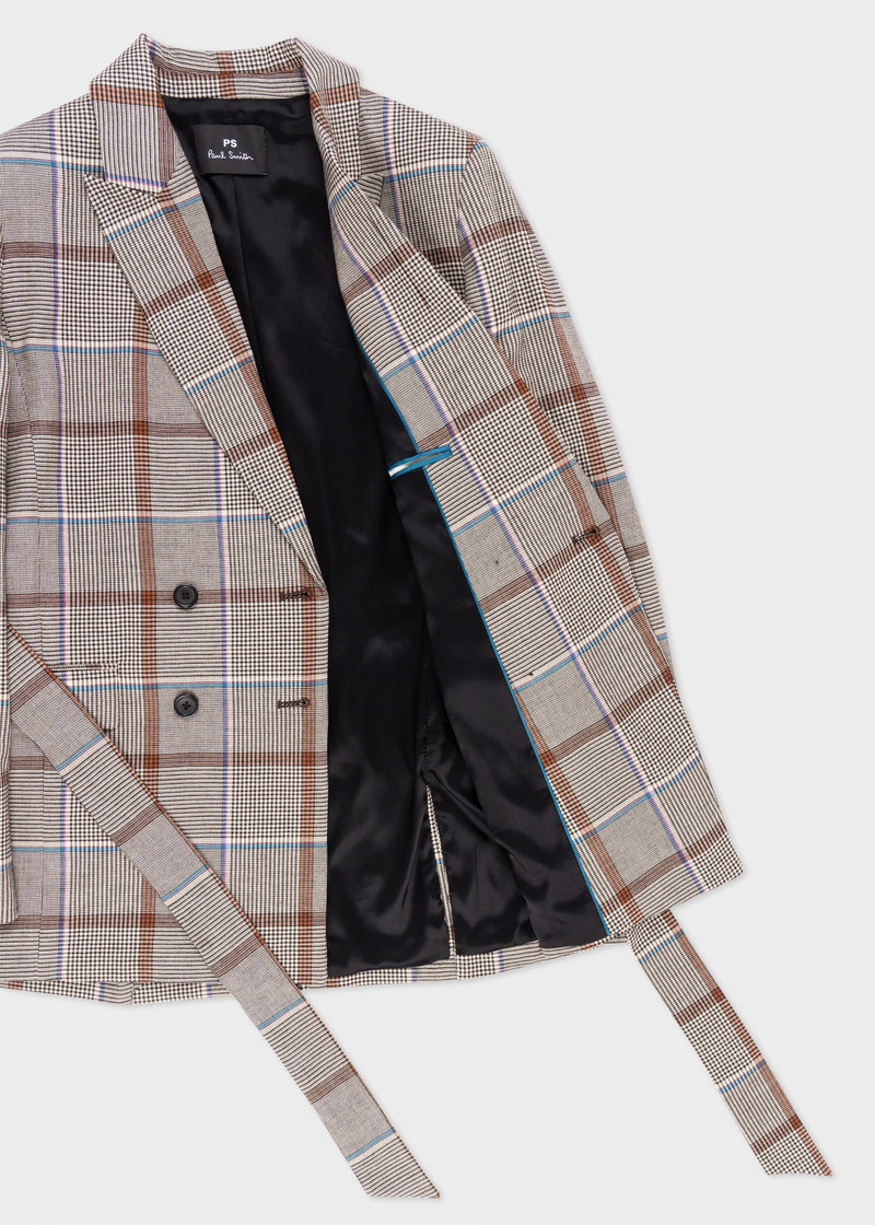 Paul Smith 'Prince of Wales Check' Wool-Blend Tie Waist Jacket outlook