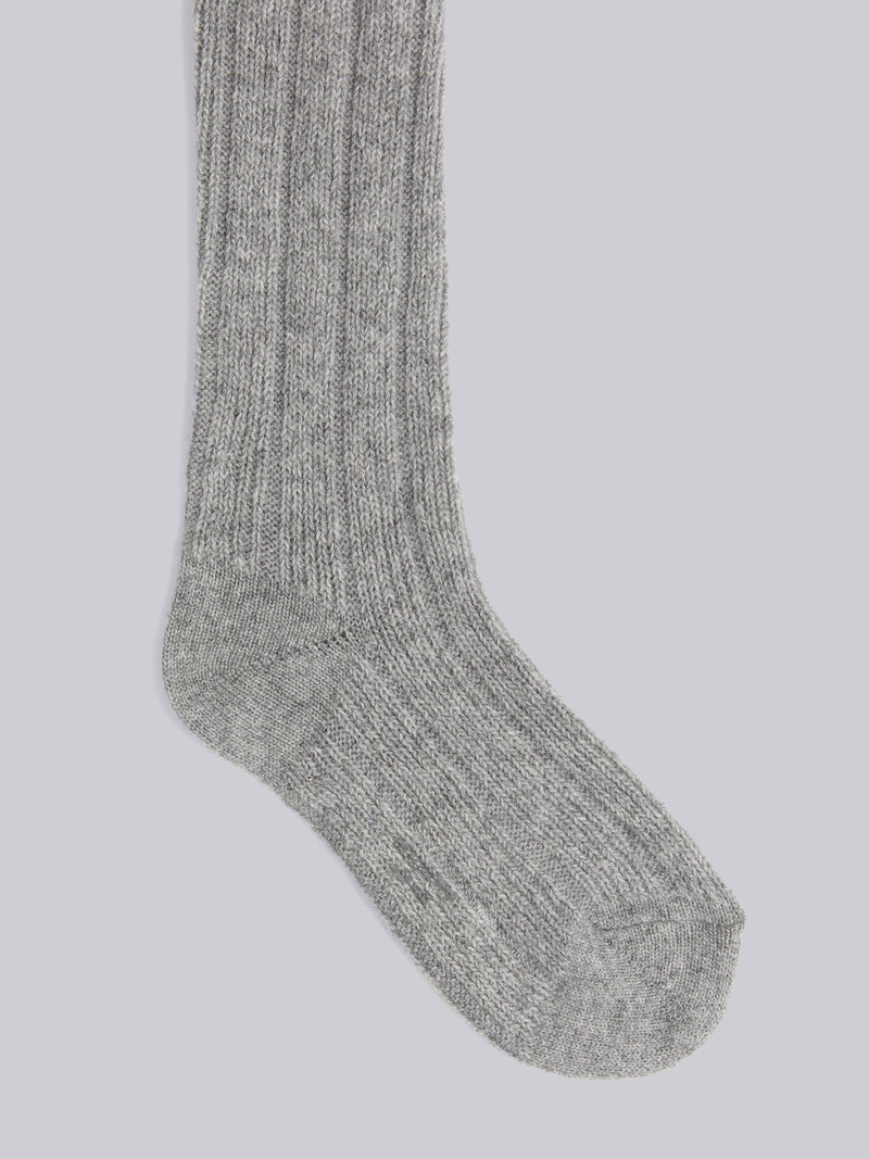 Thom Browne Light Grey Rib Stitch Cashmere Mid Calf Socks outlook