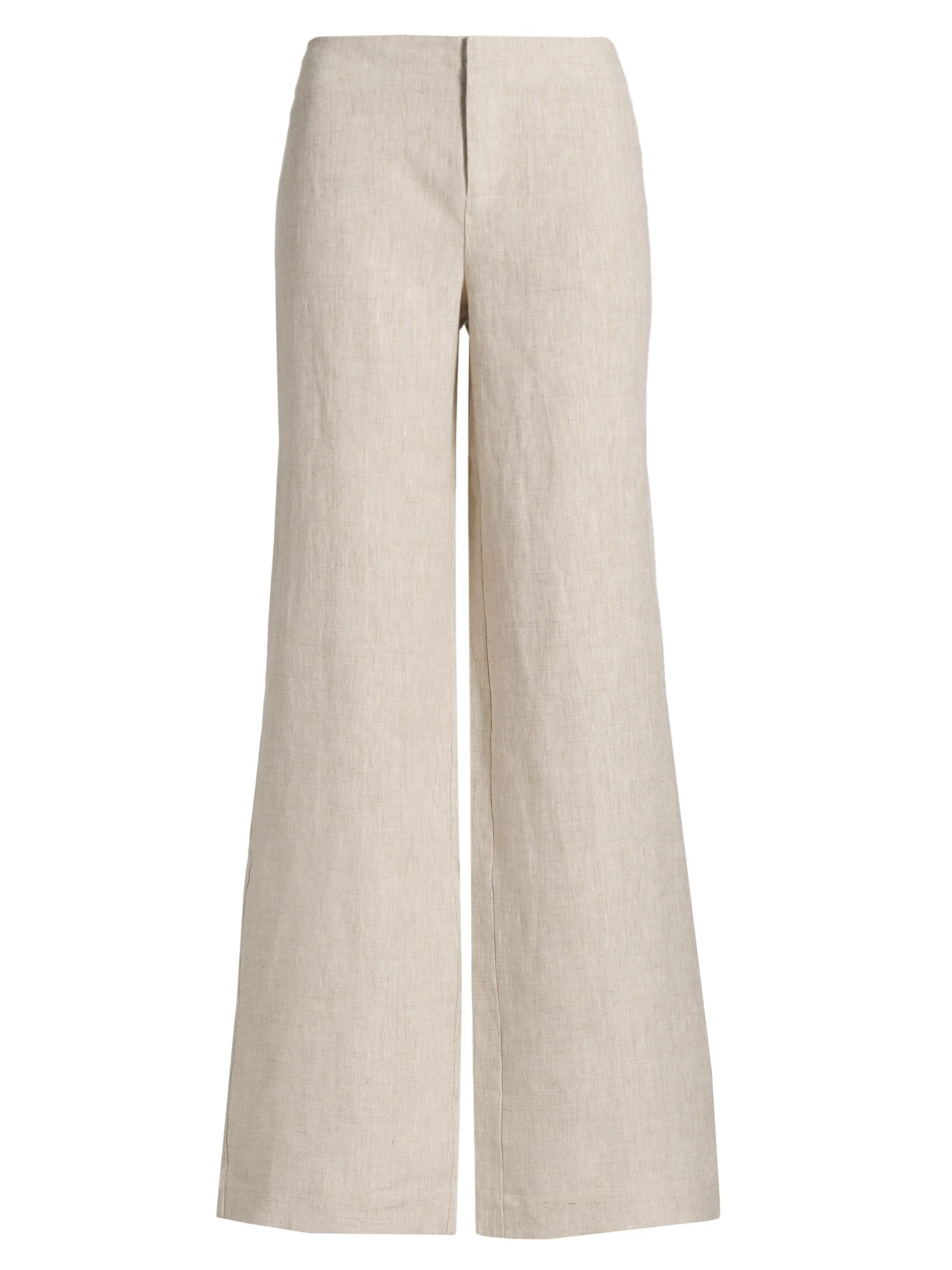 Women's Vida Low-Rise Wide-Leg Linen Pants - Oatmeal - 1