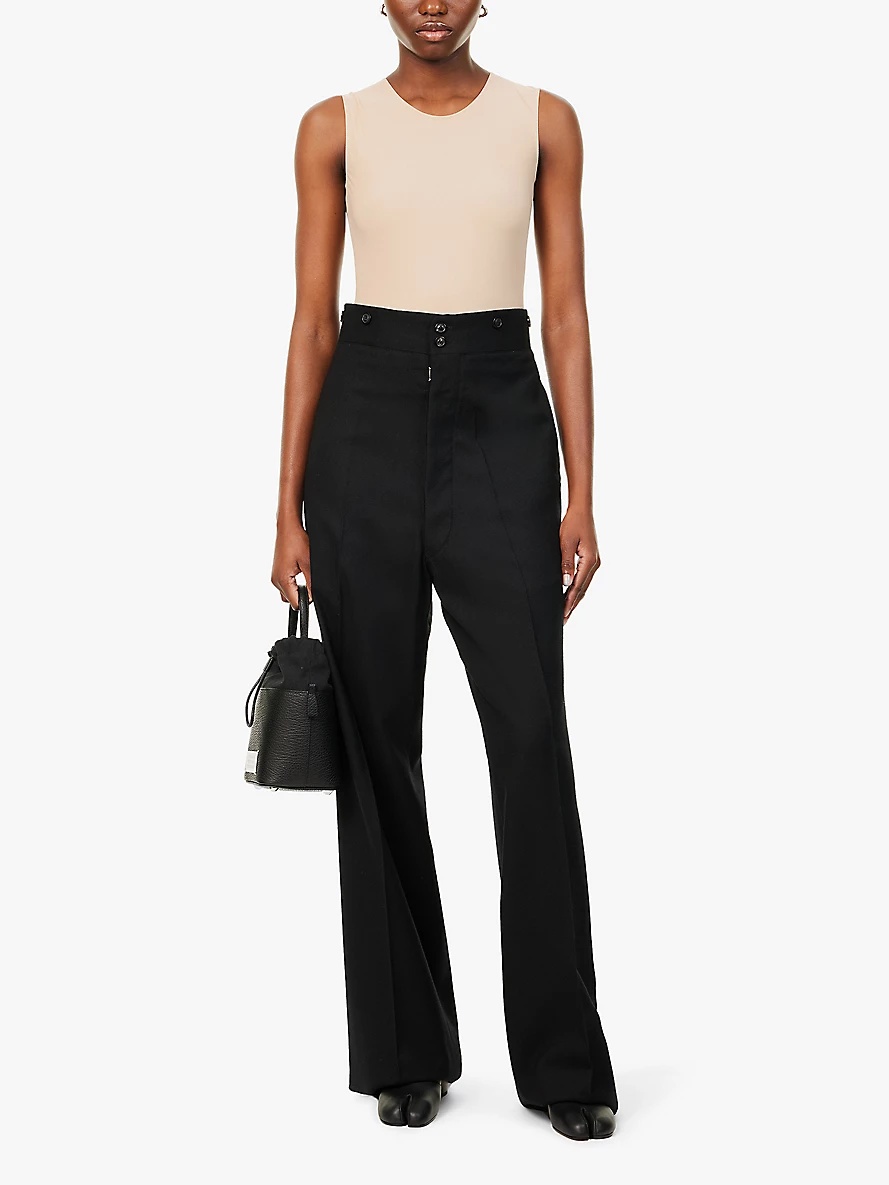 Round-neck short-sleeve stretch-woven bodysuit - 2