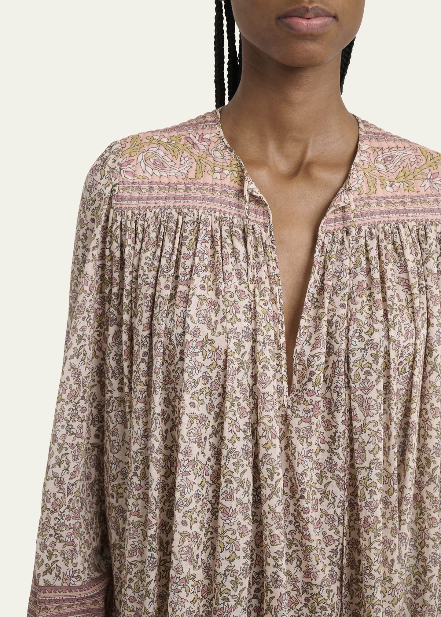Pleated Floral & Paisley-Print Voile Midi Dress - 5