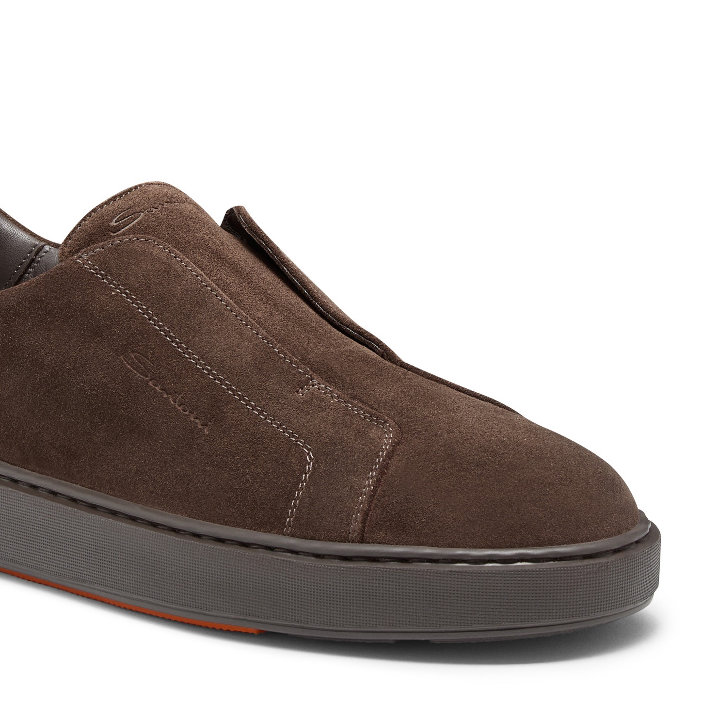 Men's dark brown suede slip-on sneaker - 6