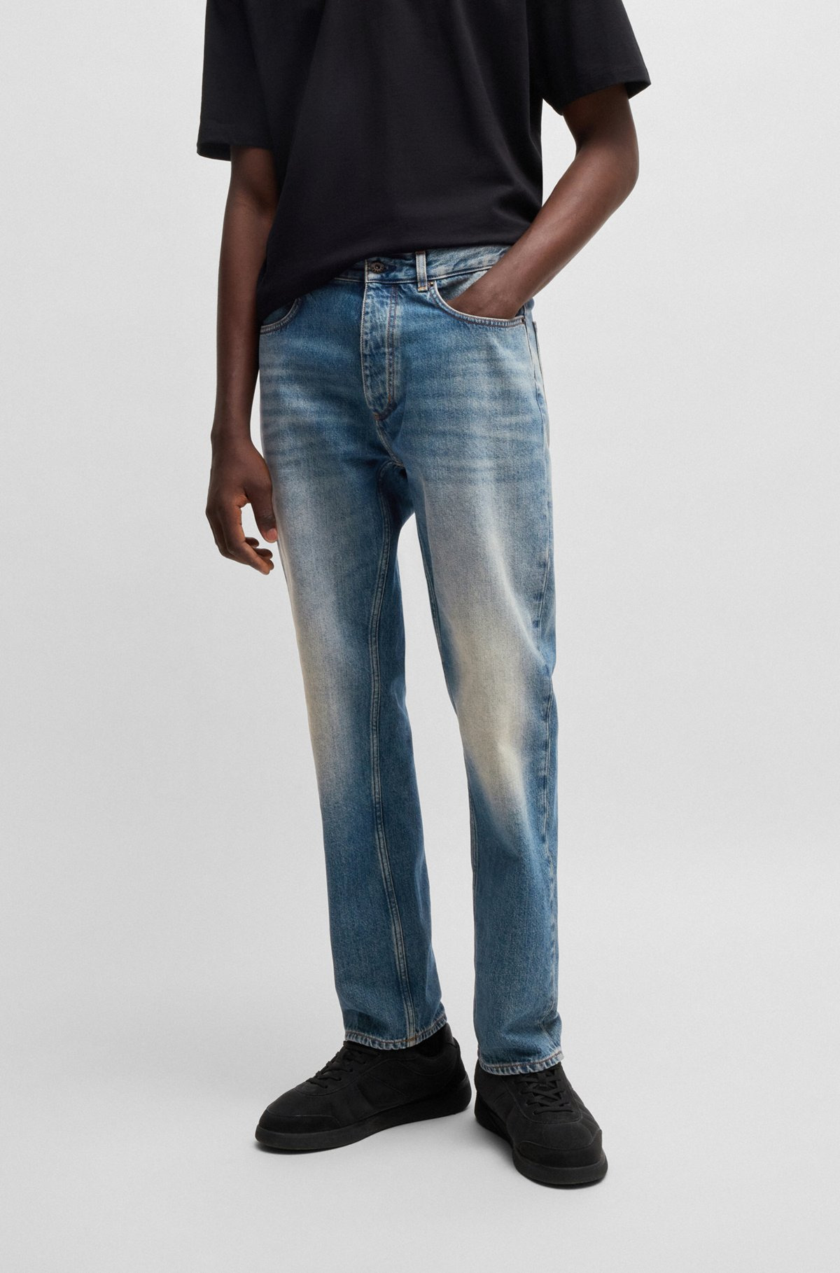 REGULAR-FIT JEANS IN MID-BLUE STONEWASHED DENIM - 2