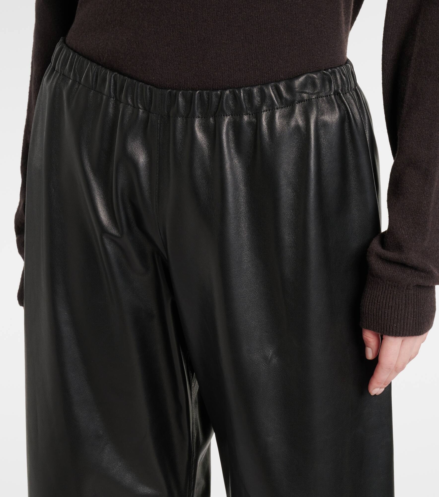 Olan leather wide-leg pants - 4