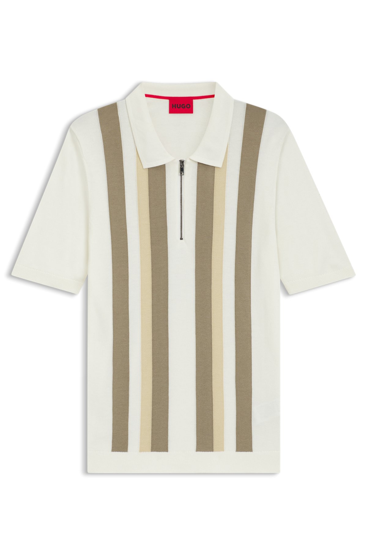 ZIP-NECK POLO SWEATER WITH VERTICAL STRIPES - 1