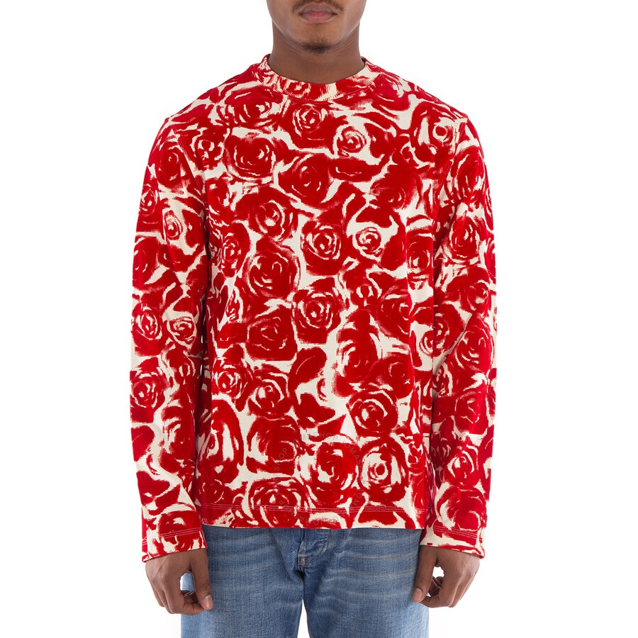 Burberry Rose-Print Long Sleeve Cotton Top - 1