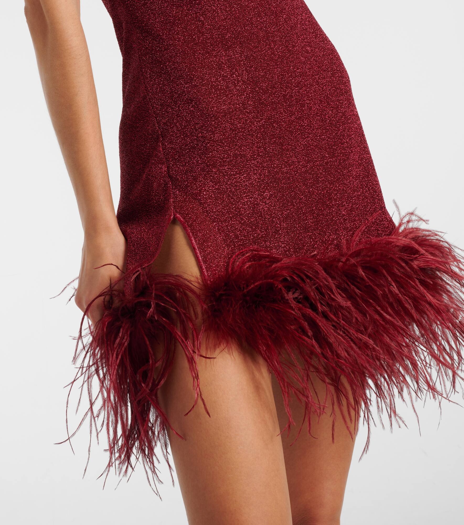 Lumière feather-trimmed minidress - 5