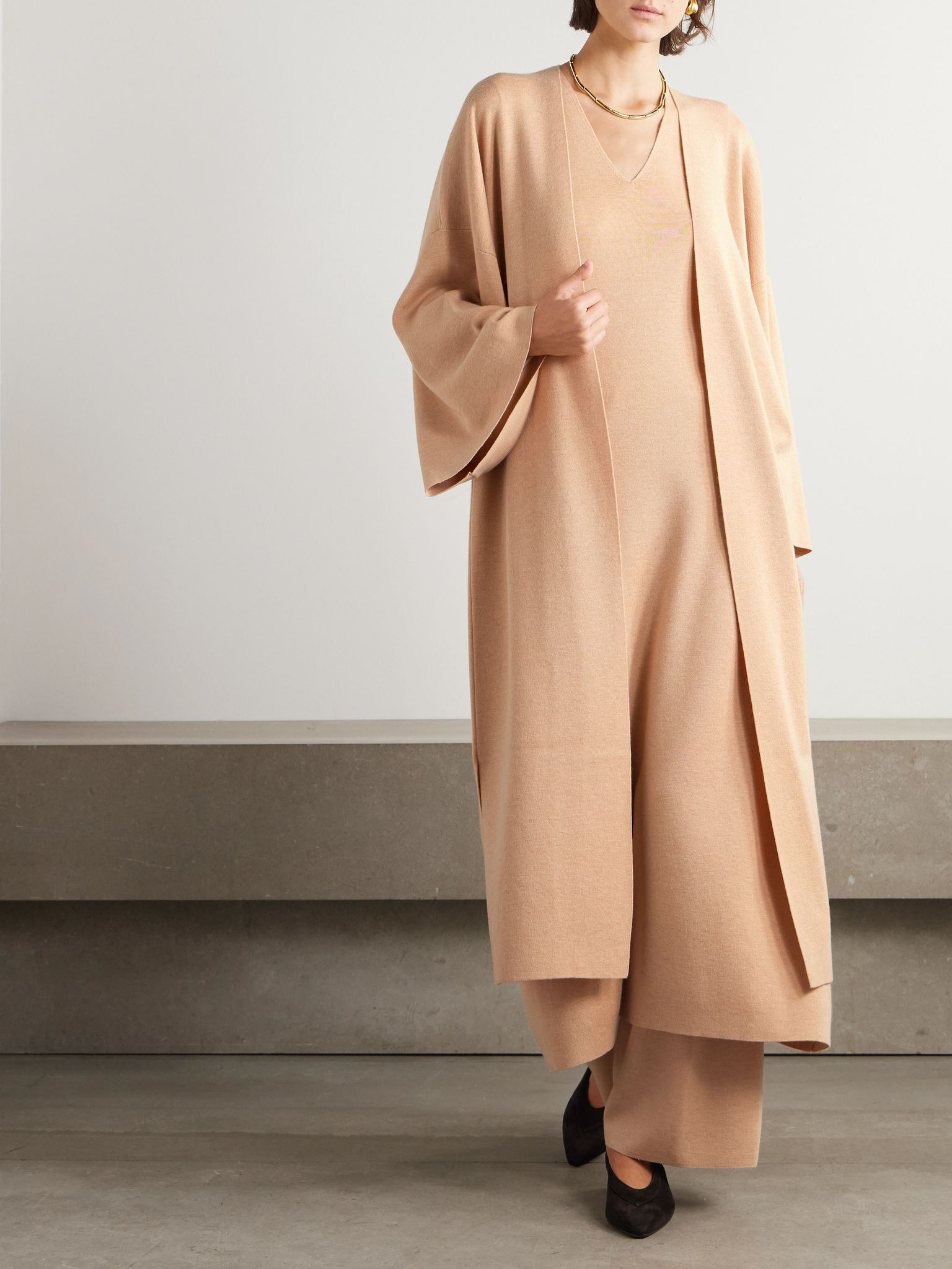Cashmere and silk-blend wide-leg pants Beige - 2