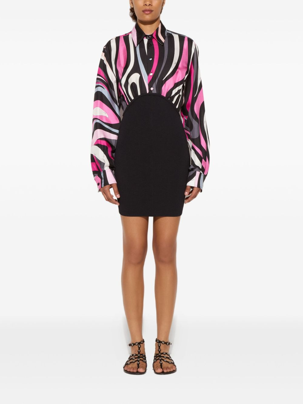 Marmo-print shirt mini dress - 2