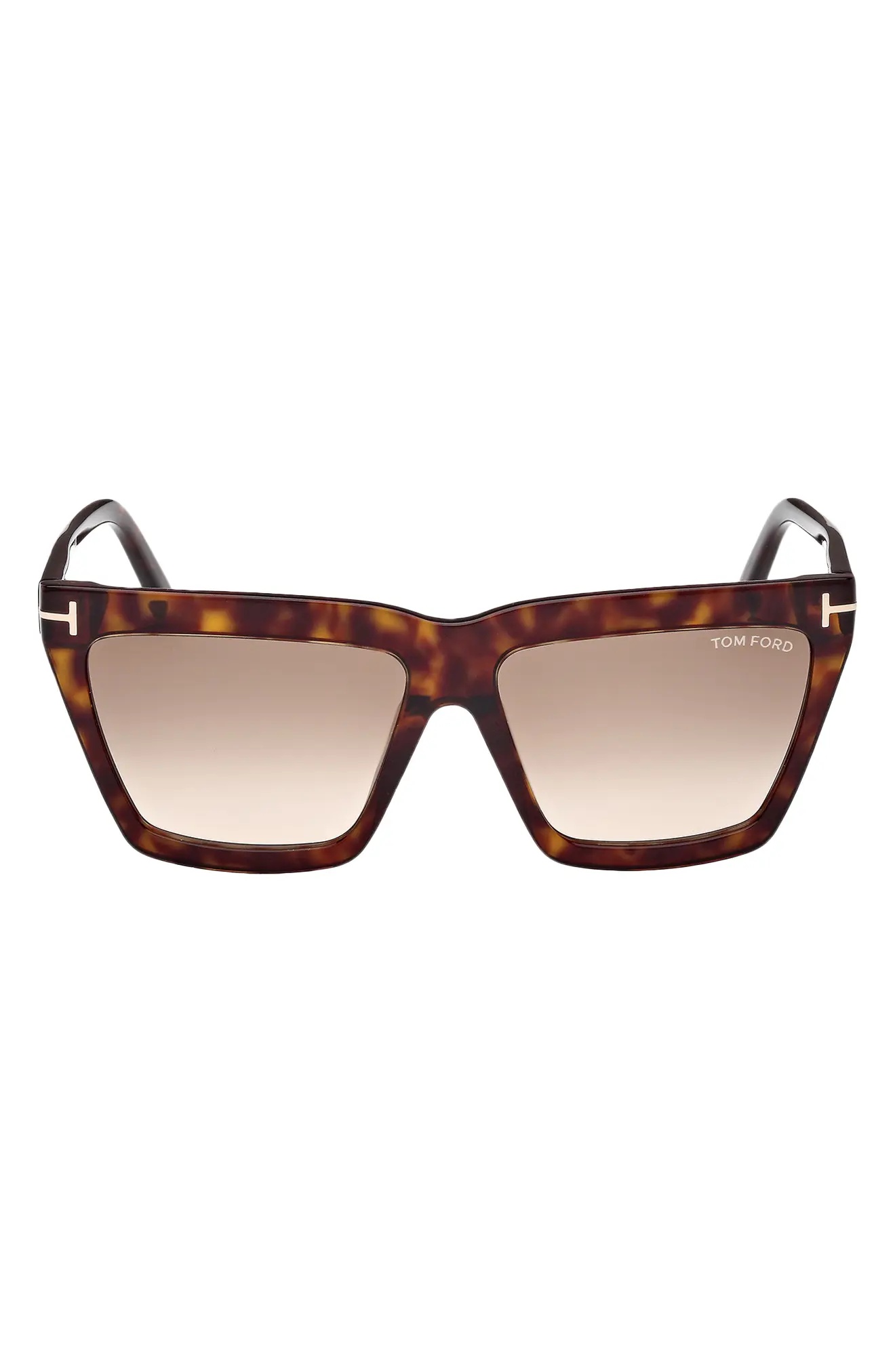 Eden 56mm Gradient Geometric Sunglasses in Dark Havana /Brown Orange - 1