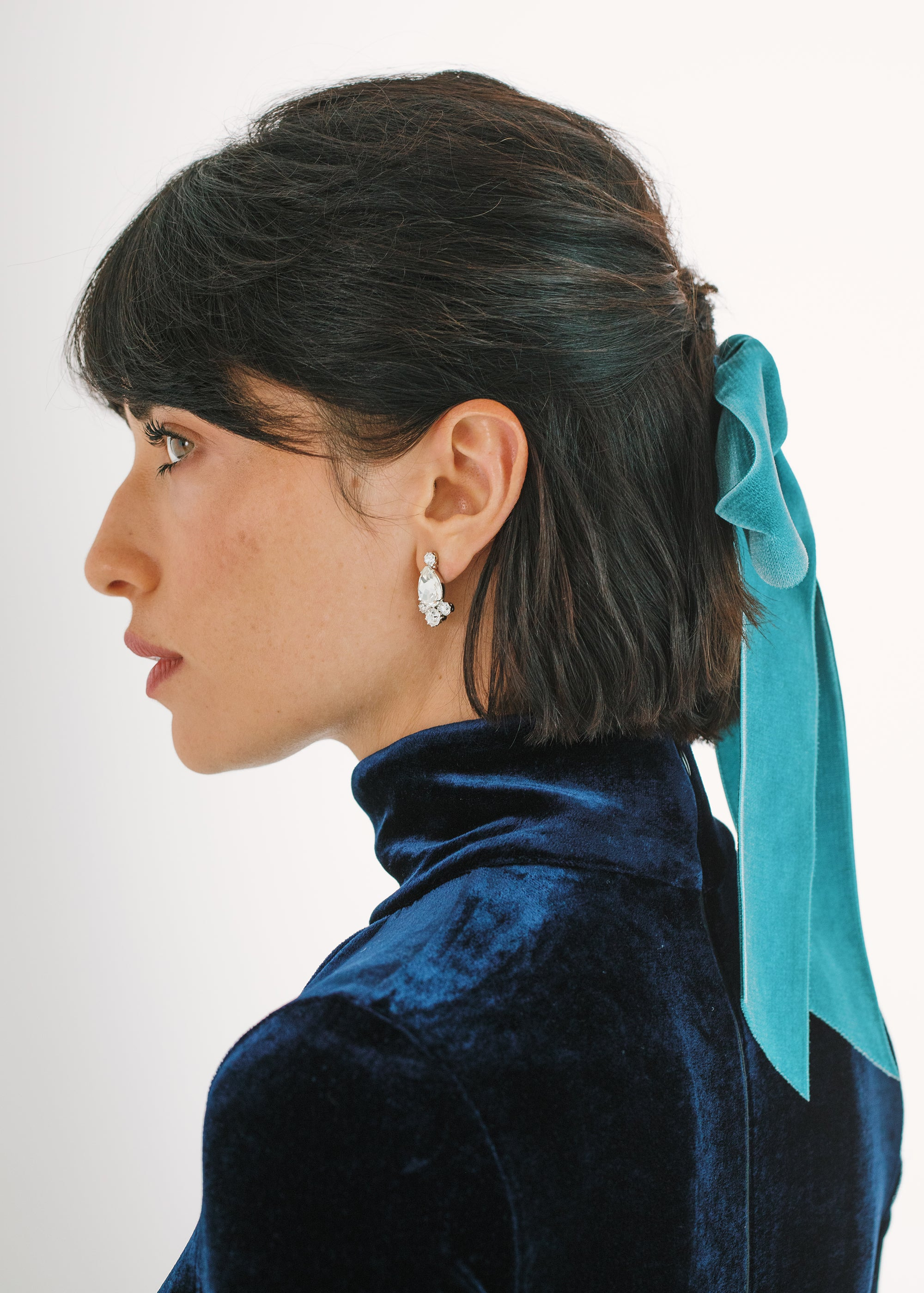 Adley Velvet Bow Barrette - 3