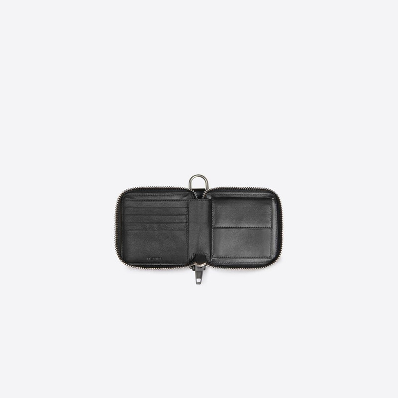 BALENCIAGA Men's Bondage Zip Around Square Wallet in Black outlook