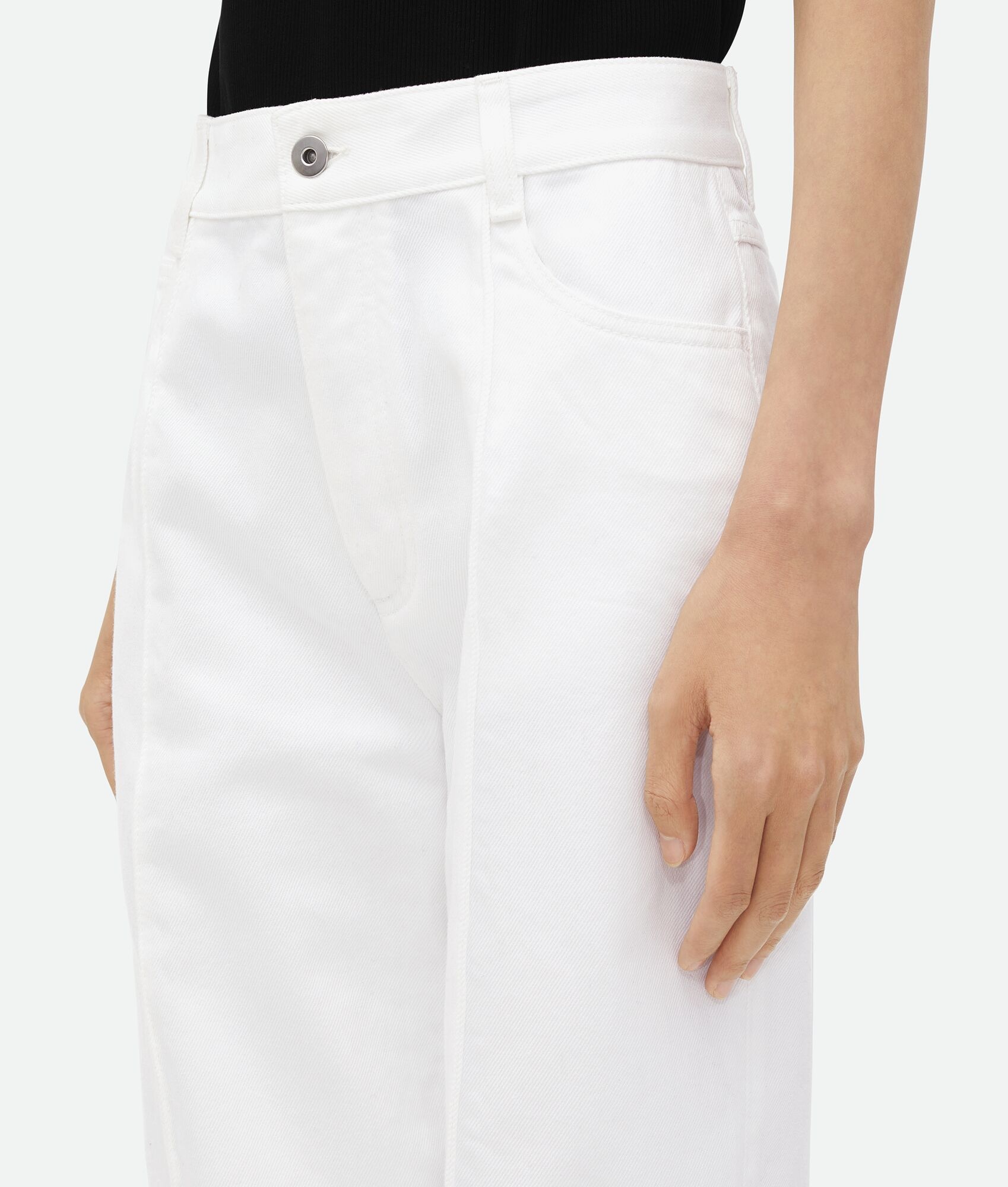 White Curved Shape Denim - 4