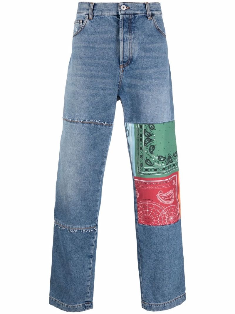 patchwork bandana jeans - 1