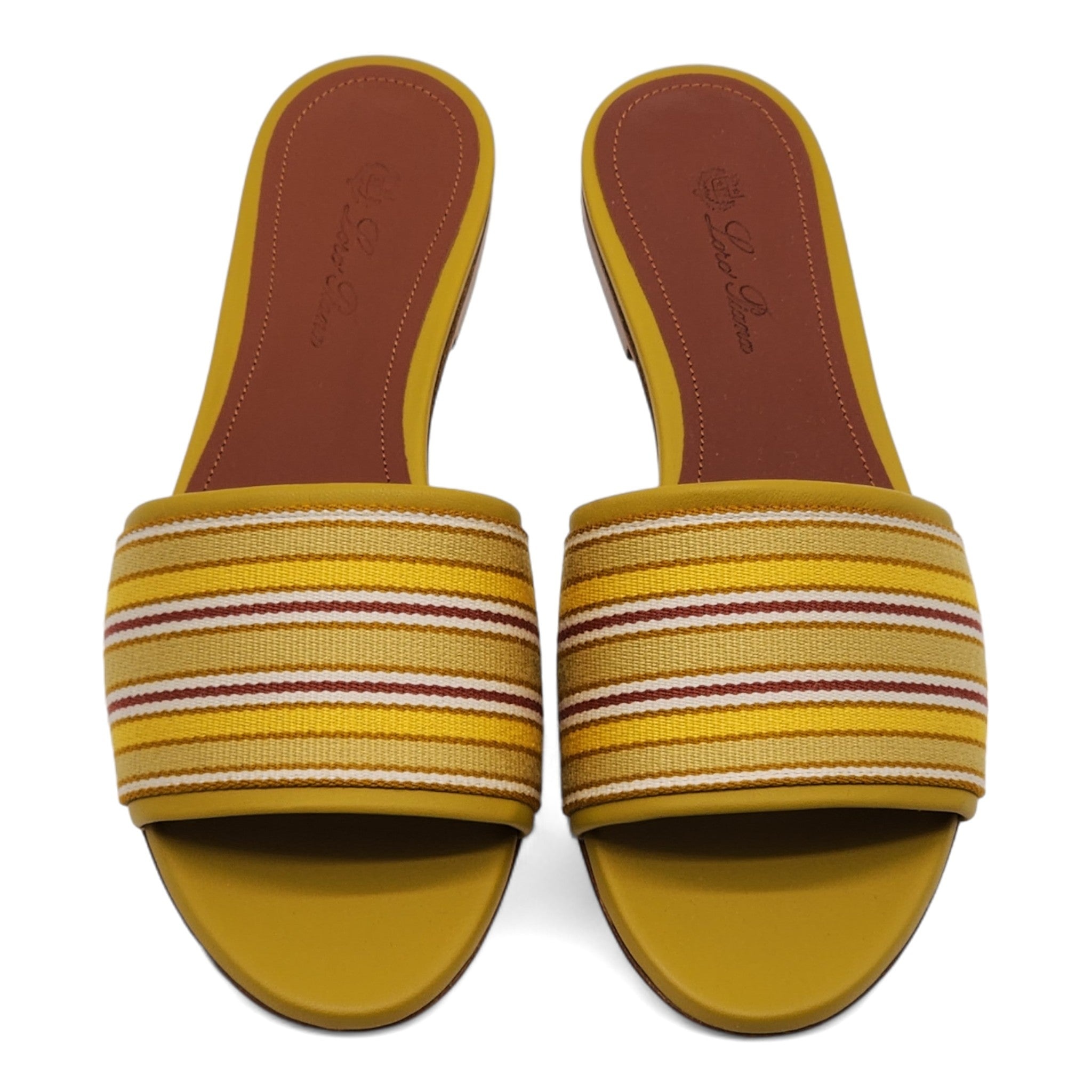 Loro Piana The Suitcase Stripe Flat Sandals in Yellow - 4