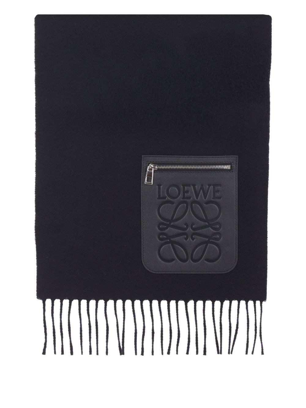 logo-patch fringed scarf - 1