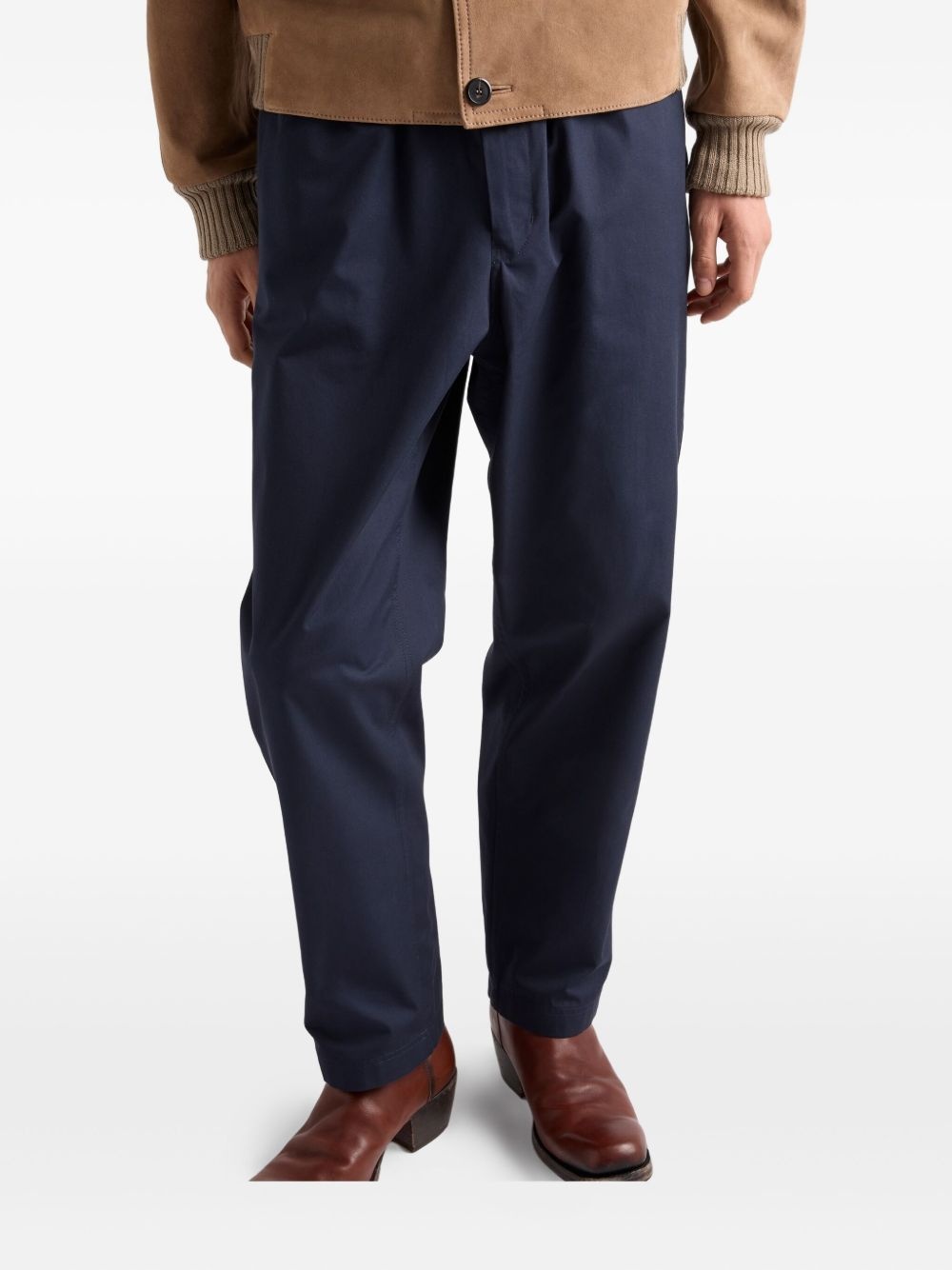 elasticated-waistband straight trousers - 4
