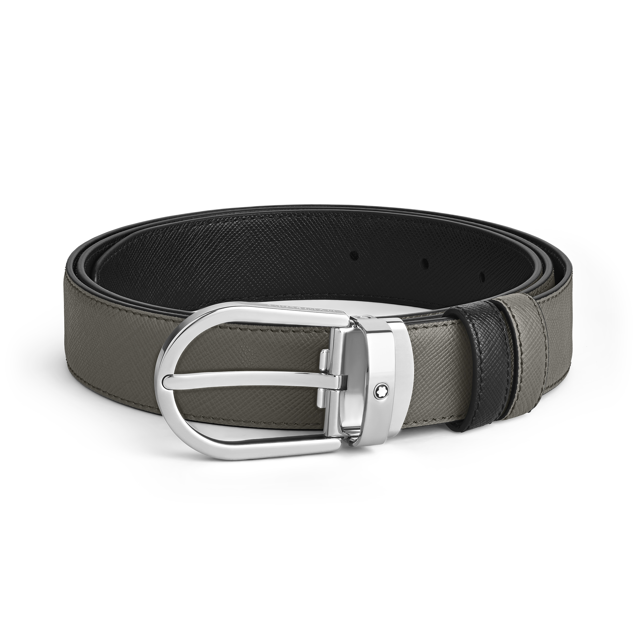 HORSESHOE BUCKLE MEDIUM/BLACK 30MM REVERSIBLE LEATHER STRAP - 1