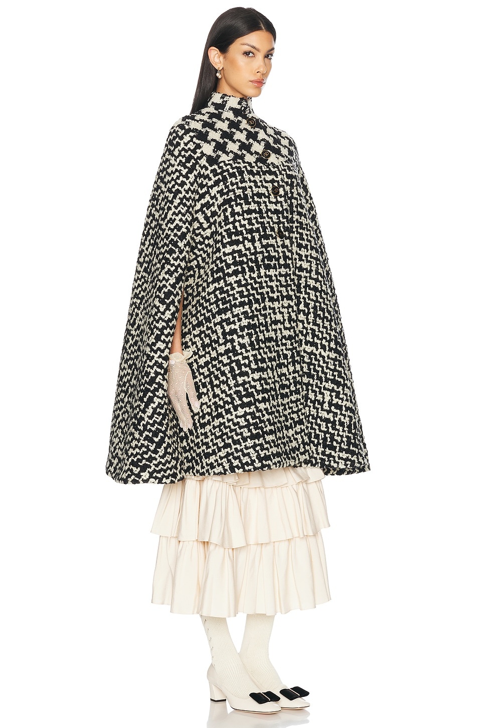 Geometric Tweed Cape - 2