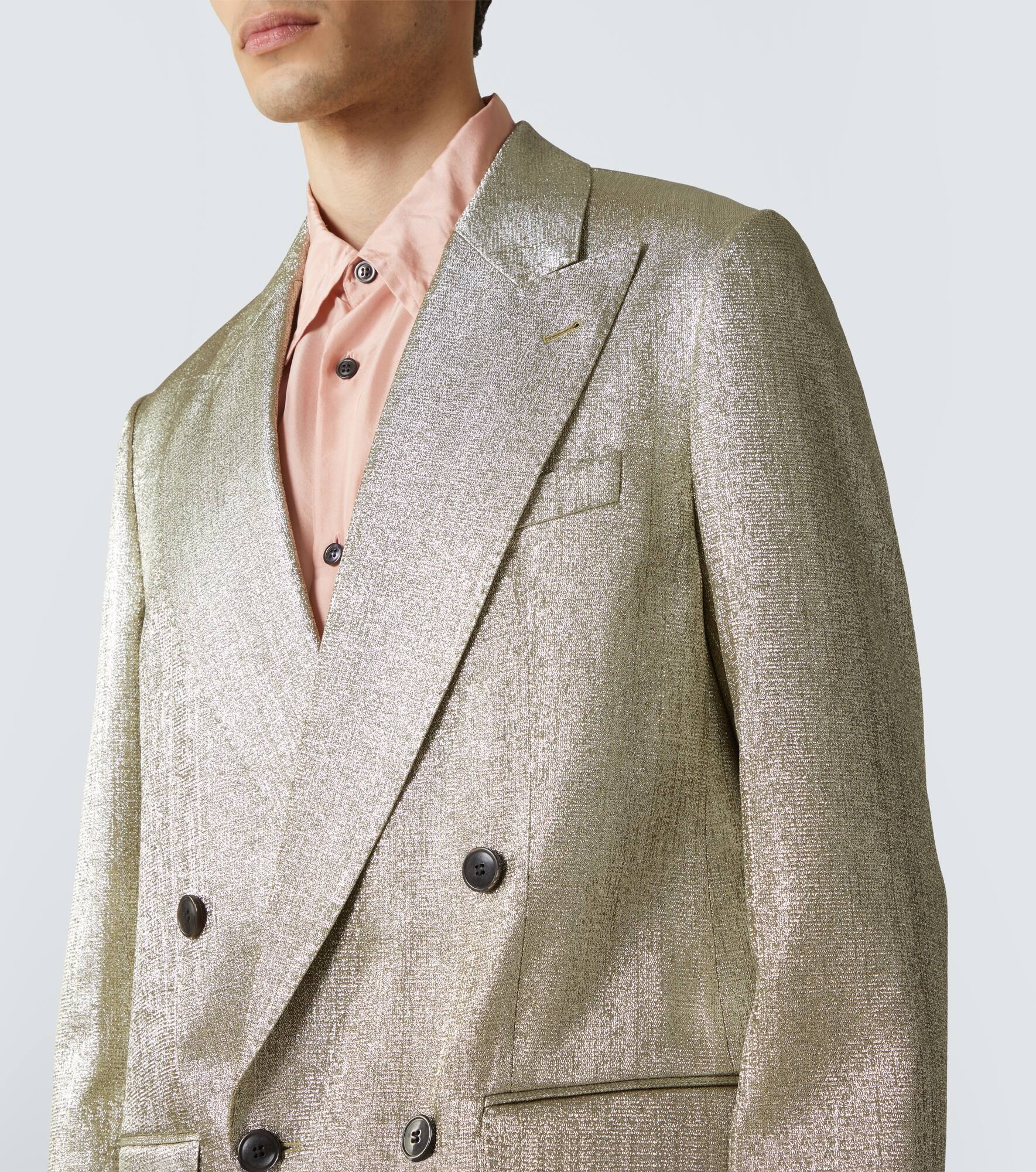 Double-breasted lamé coat - 5