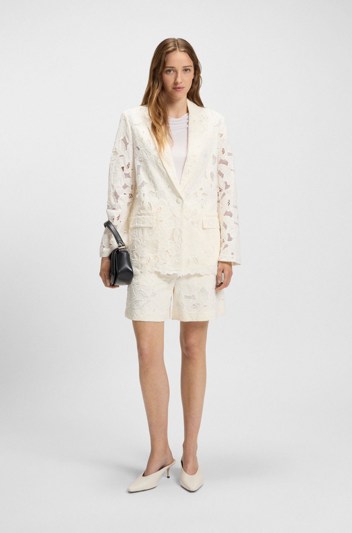 RELAXED-FIT BLAZER IN AN EMBROIDERED BAMBOO BLEND - 3