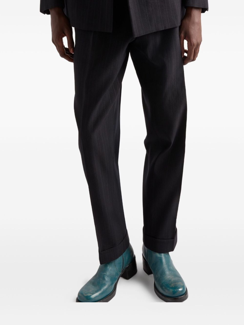 pinstripe pleated trousers - 4