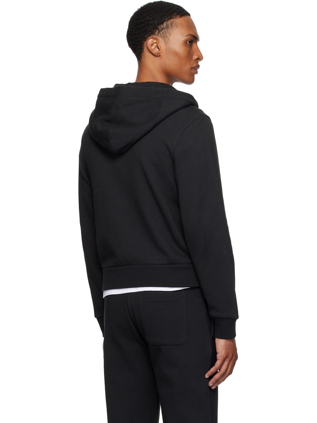 Black Logo Cotton Zip-Up Hoodie - 3