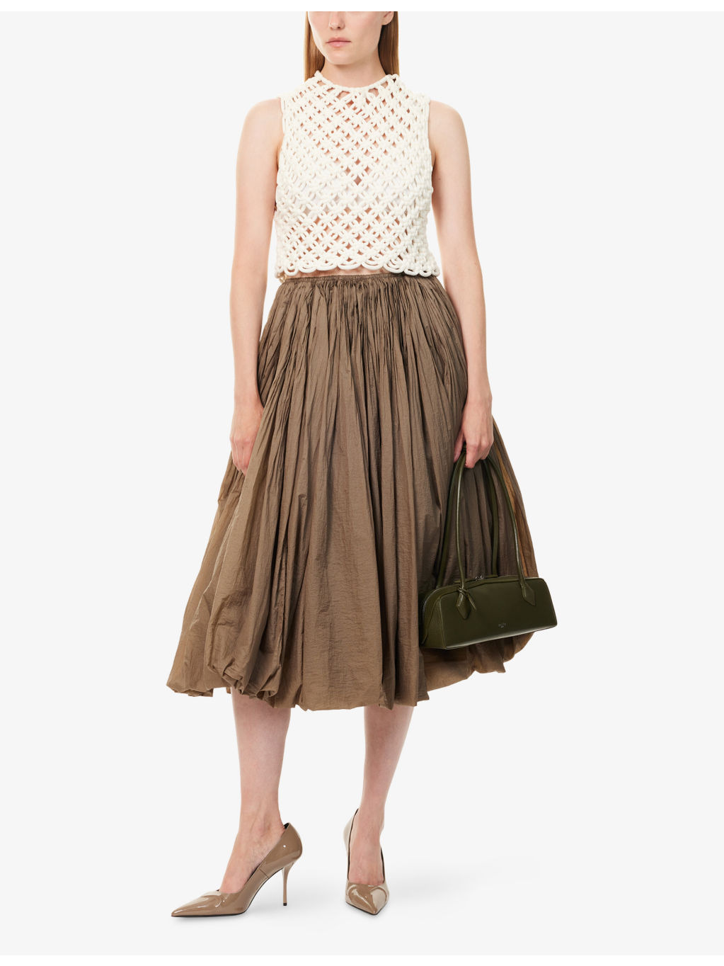 Bubble-Hem Pleated Crepe-Jersey Maxi Skirt - 2