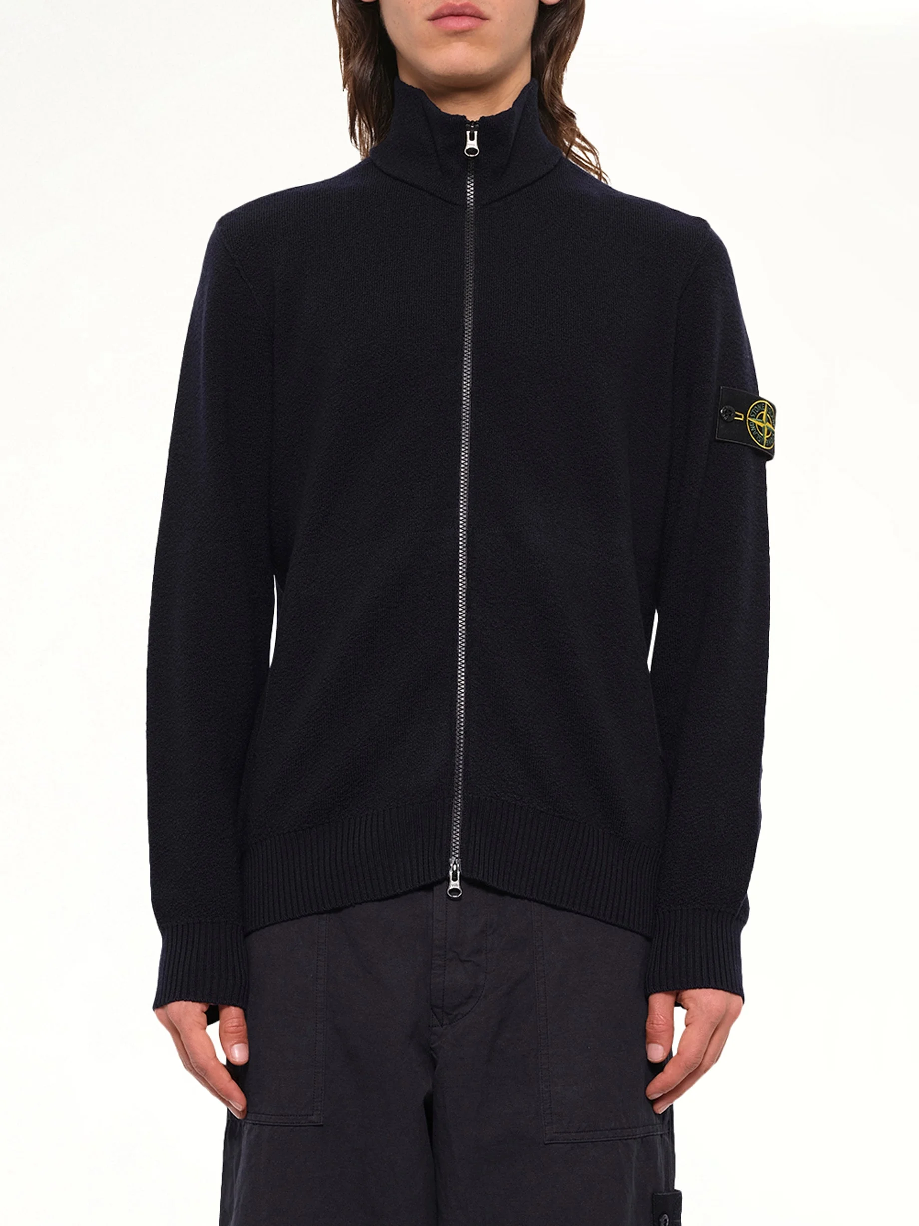 5100012 Light RWS Wool Zip-Up Cardigan in Navy Blue - 1