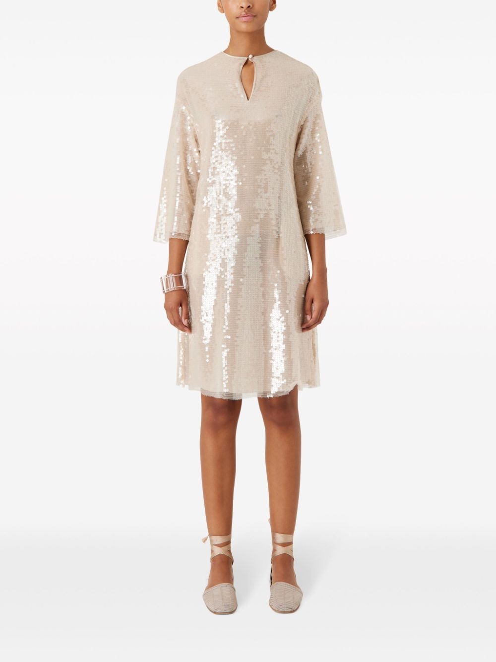 belted sequinned midi dress - 2