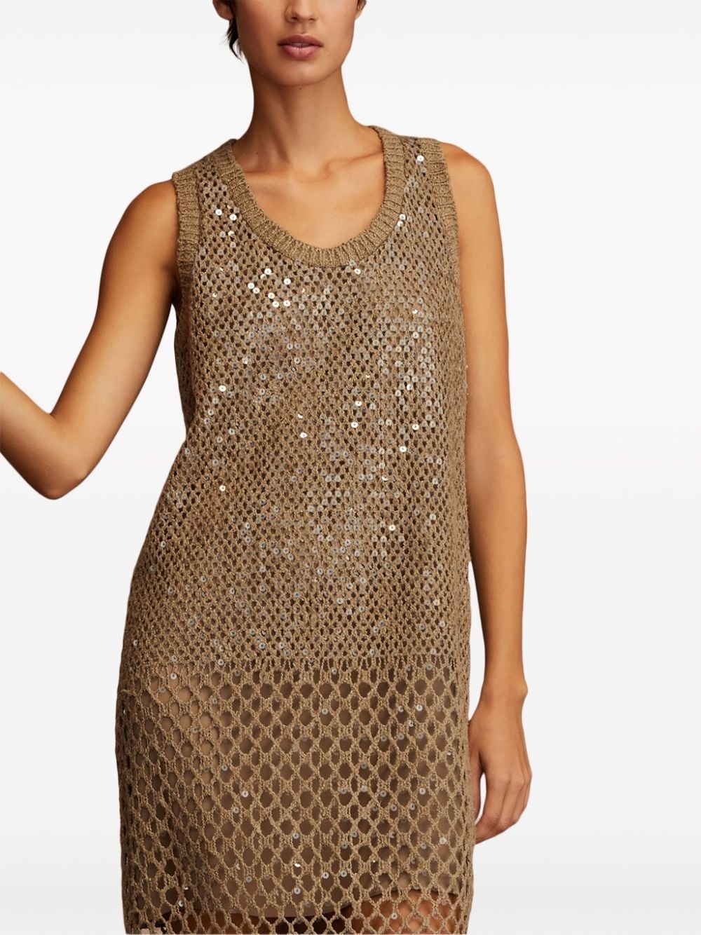 sequin-embellished knitted dress - 3