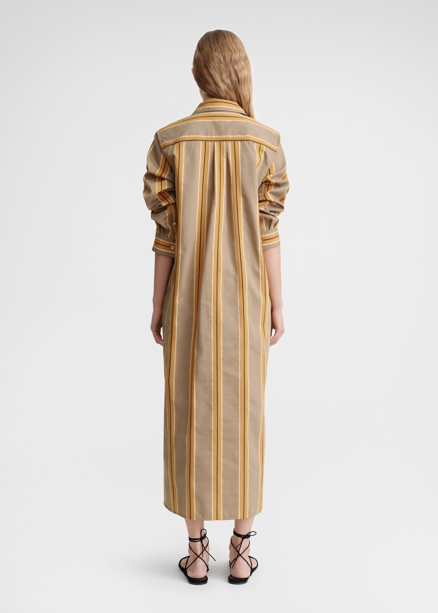 Jacquard-striped tunic dress caramel/cornsilk - 5