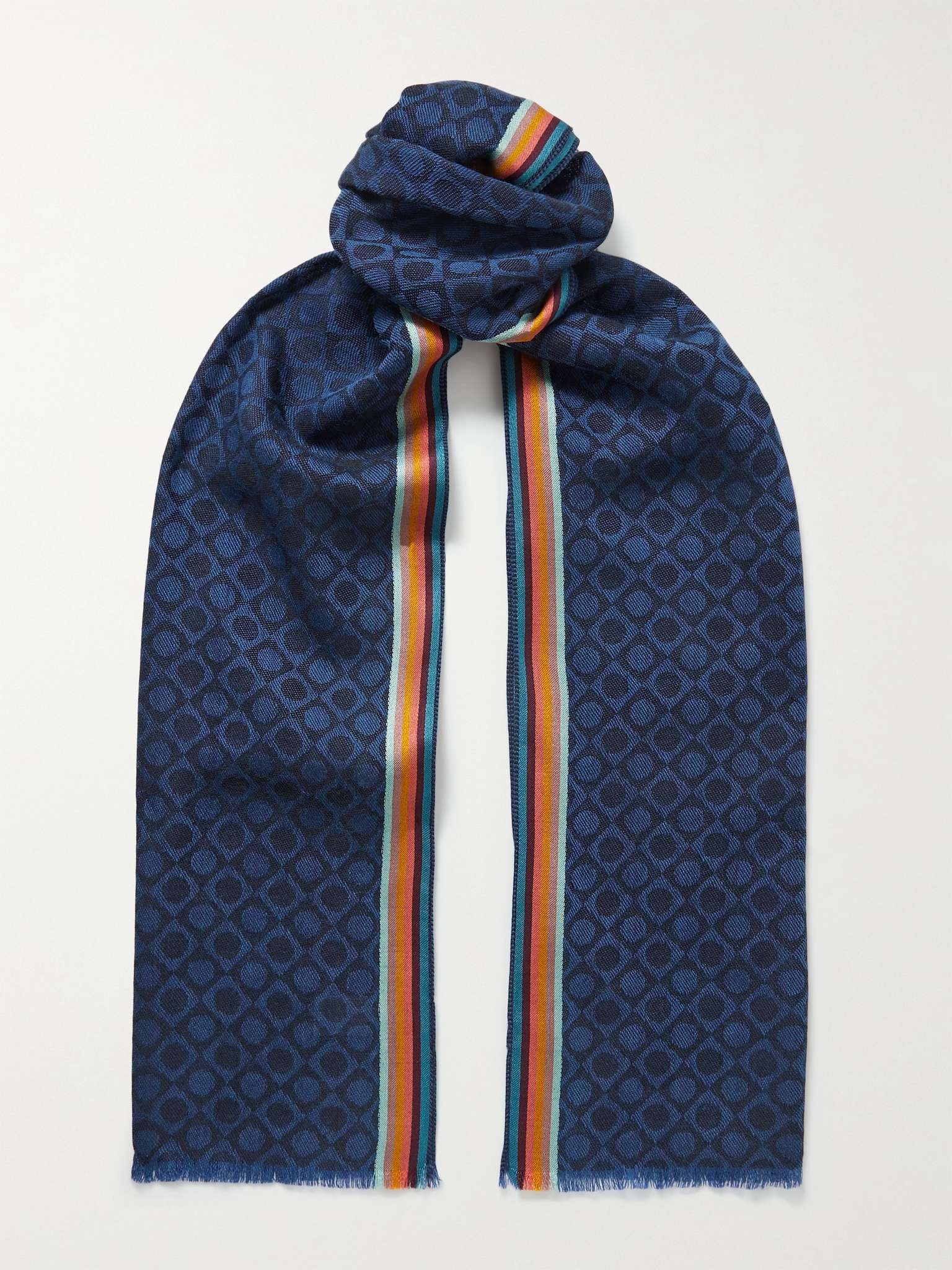 Virgin Wool and Silk-Blend Jacquard Scarf - 1