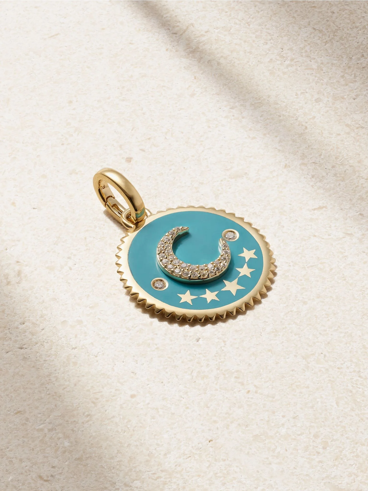 Crescent medium 18-karat gold, enamel and diamond pendant Gold - 1