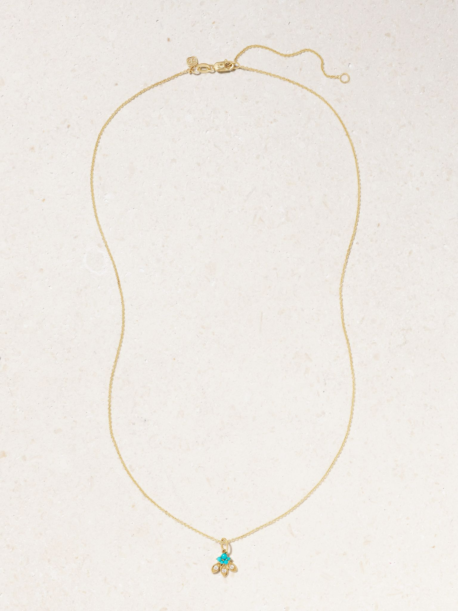 14-karat gold, turquoise and diamond necklace Gold - 4