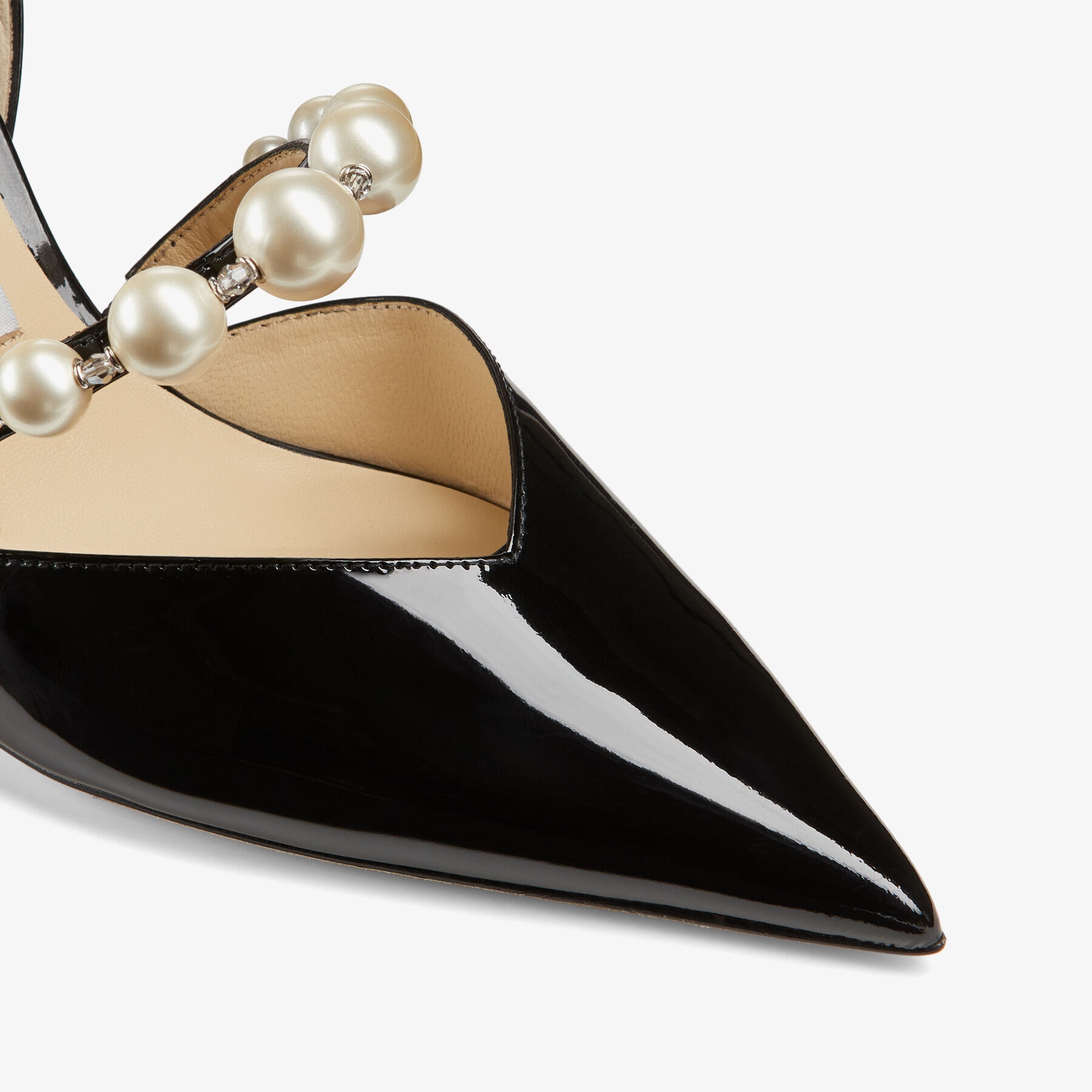 Aurelie 85
Black Patent Leather Pointed Pumps with Pearl Embellishment - 3