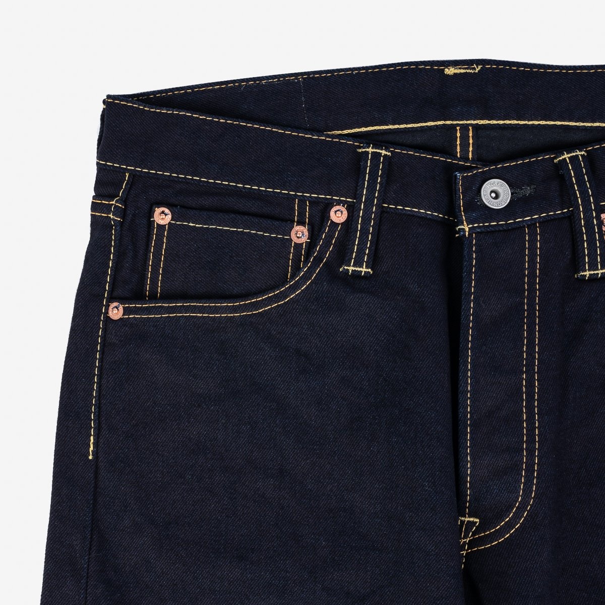 IH-634S-142ib-c 14oz Selvedge Denim Straight Cut Jeans - Indigo/Black - 9