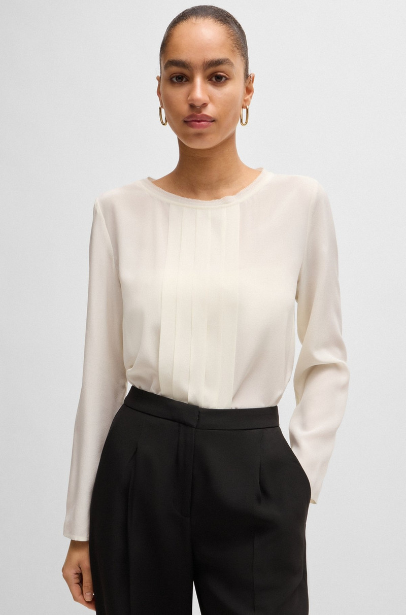 LONG-SLEEVED BLOUSE IN WASHED SILK WITH PLEATED FRONT 6