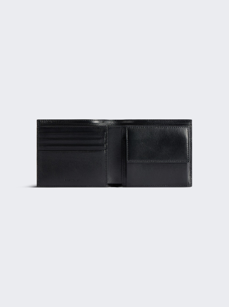 BALENCIAGA Cash Square Fold Coin Wallet Black outlook