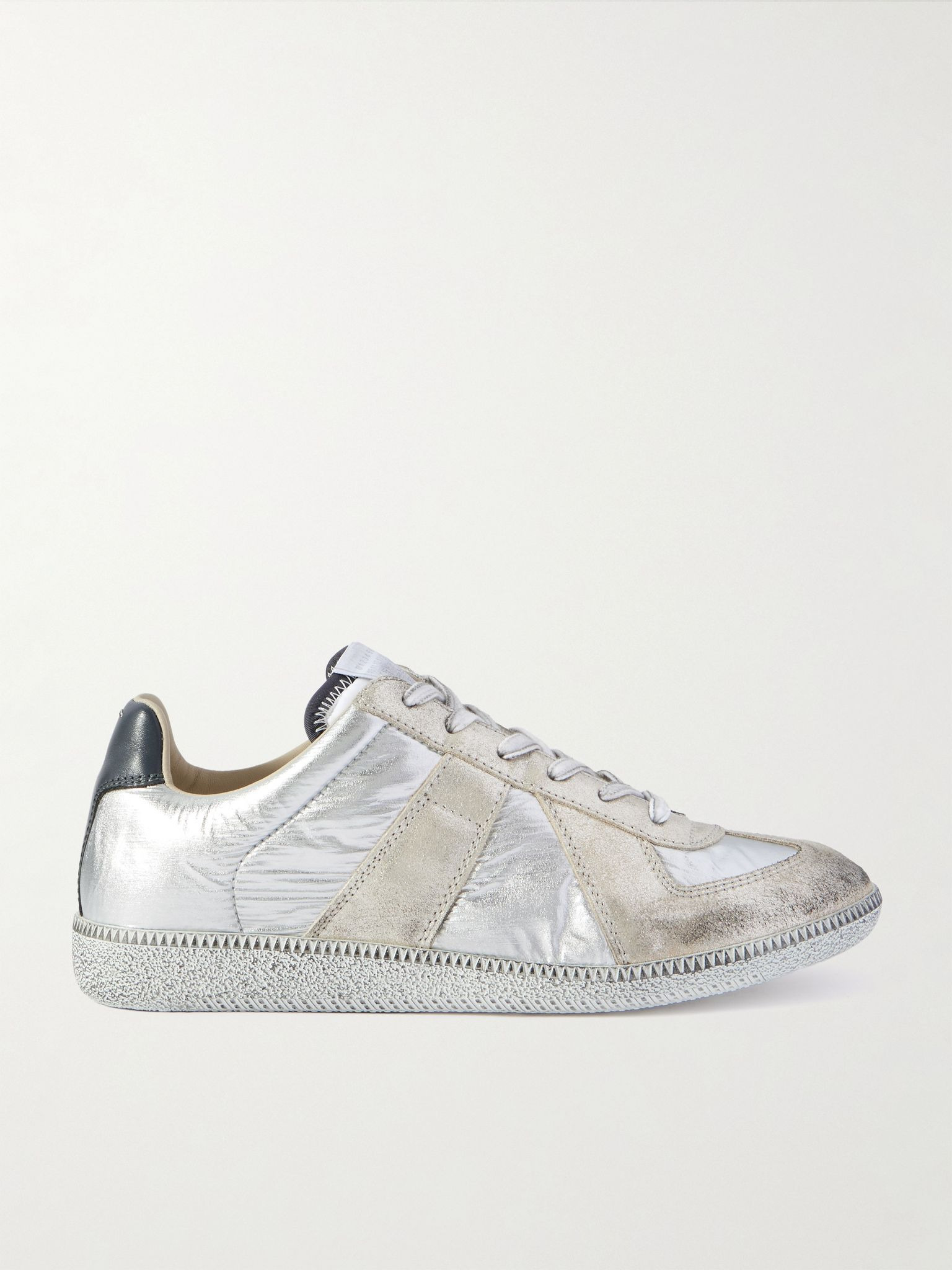 Replica Leather-Trimmed Shell Sneakers Silver - 1