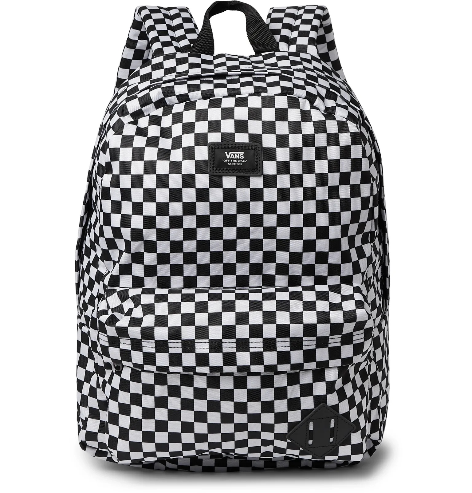 Logo-Appliquéd Leather-Trimmed Checkerboard Nylon Backpack - 1