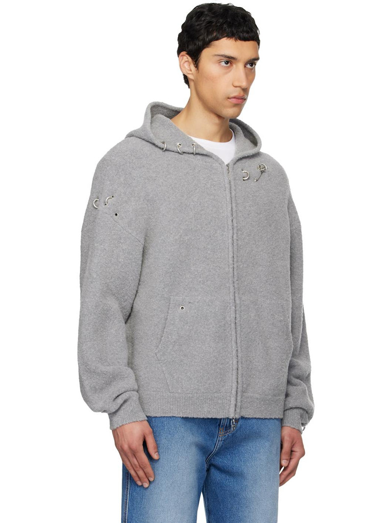 Gray Rose Thorns Oversized Zip-Up Hoodie 2