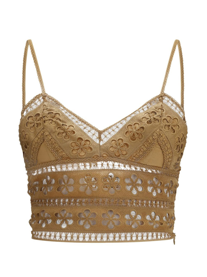 Melie guipure-lace cropped top 1