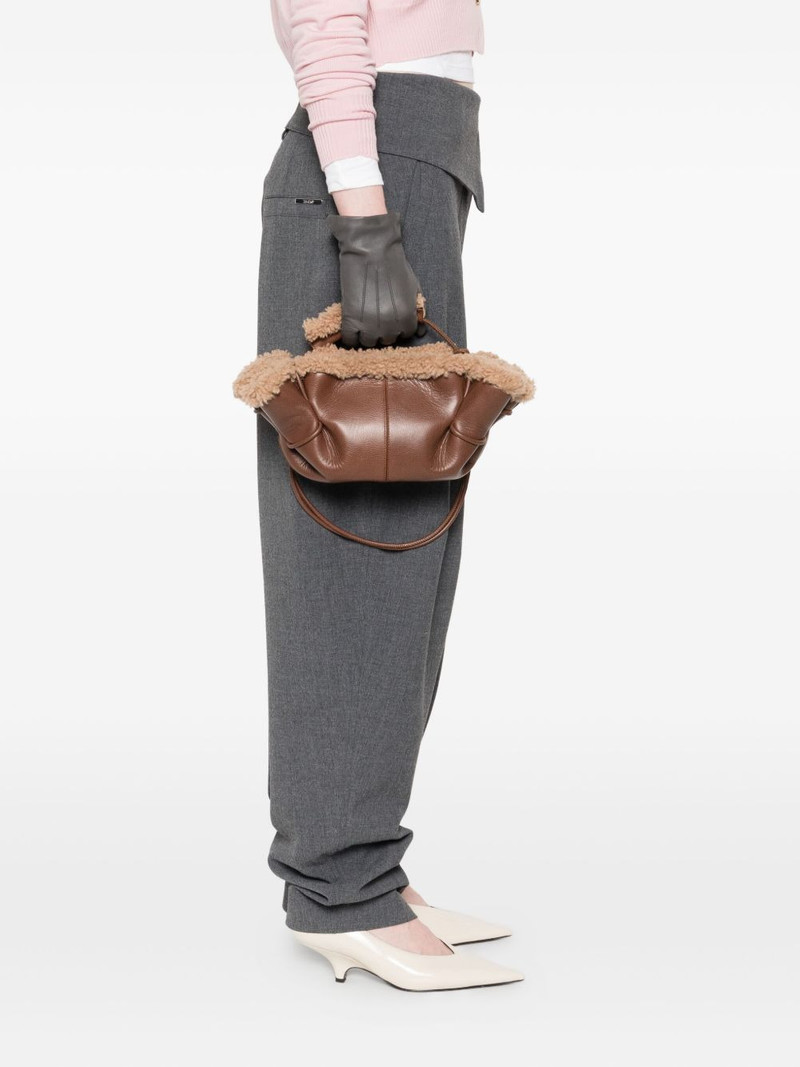 HEREU leather shearling tote bag outlook
