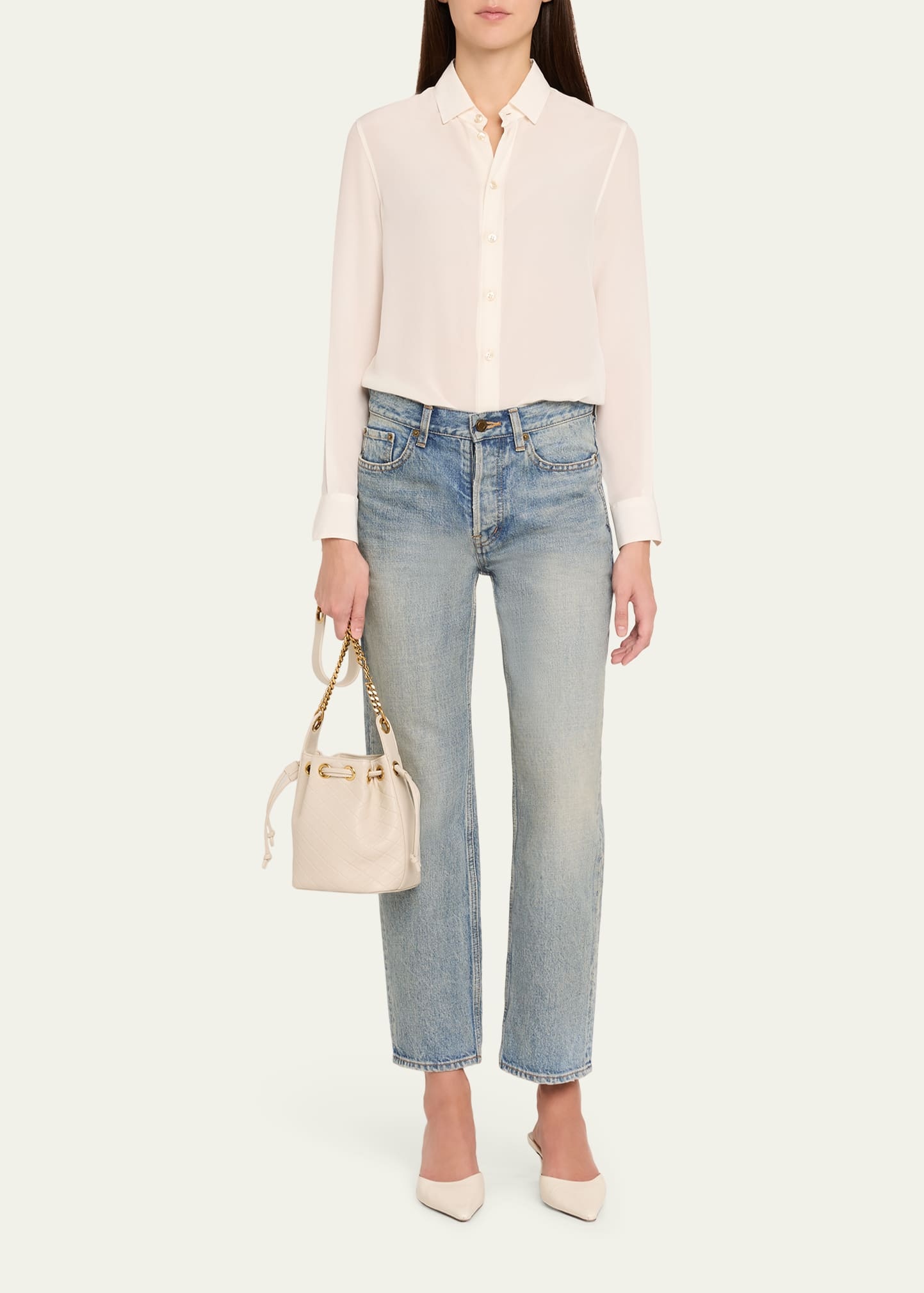 Cassandra Small YSL Bucket Bag in Quilted Leather - 6